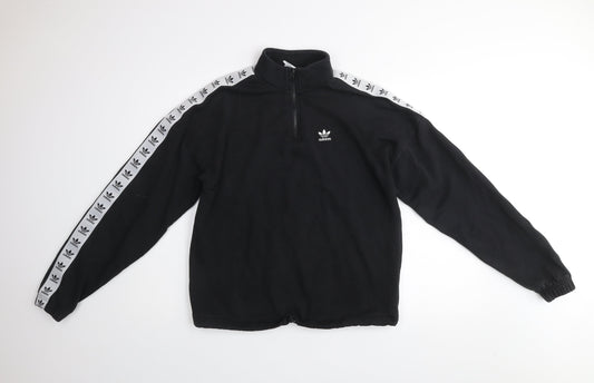Adidas Womens Black 1/4 Zip Sweatshirt Size 10 Cotton Blend