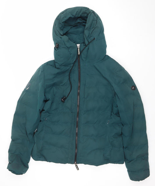 Superdry Women’s Green Hooded Puffer Jacket Size 14