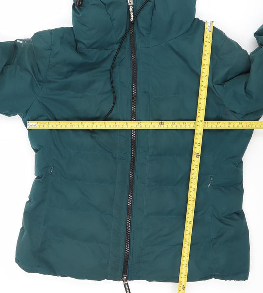 Superdry Women’s Green Hooded Puffer Jacket Size 14