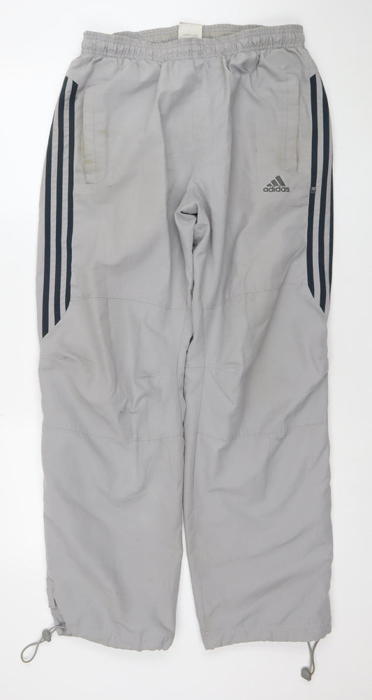 Adidas Men's Grey Track Pants L Breathable Quick Dry Activewear Trousers