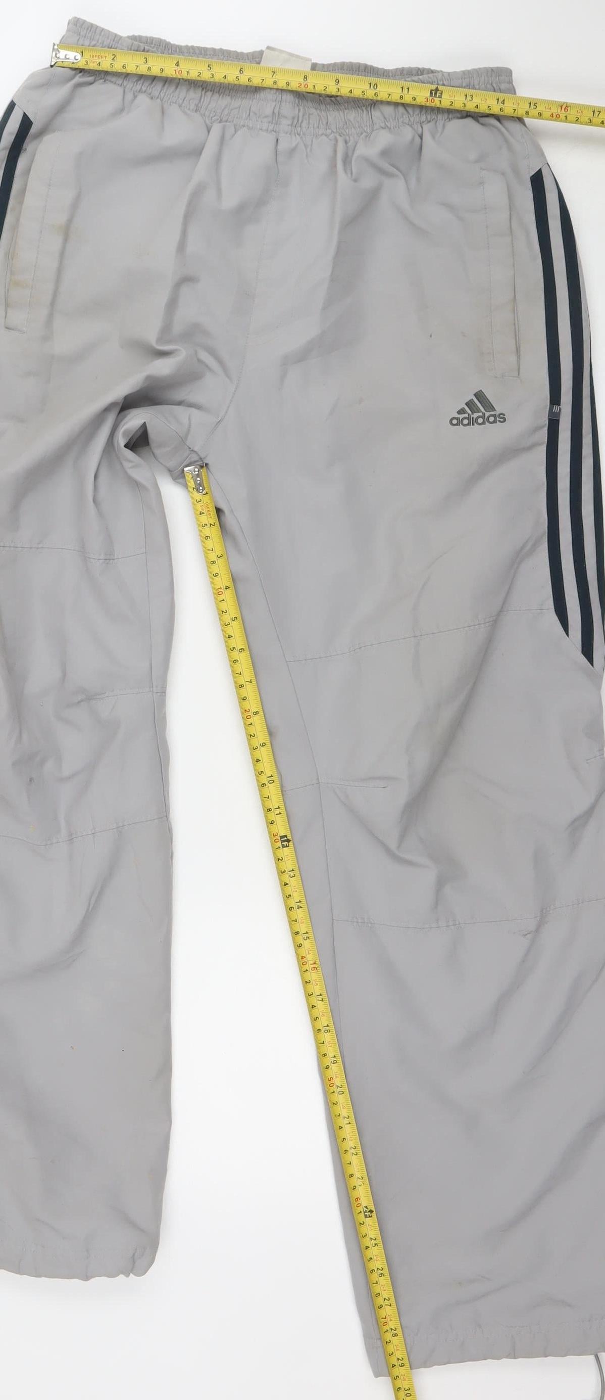 Adidas Men's Grey Track Pants L Breathable Quick Dry Activewear Trousers