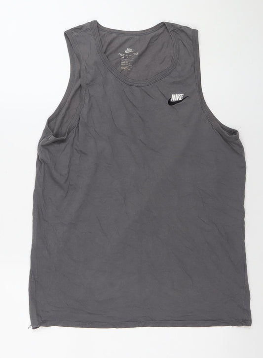 Nike Men's Grey Sleeveless Athletic Fit Cotton Tank Top M