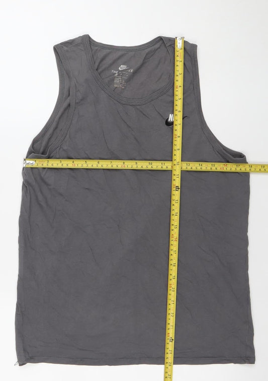 Nike Men's Grey Sleeveless Athletic Fit Cotton Tank Top M