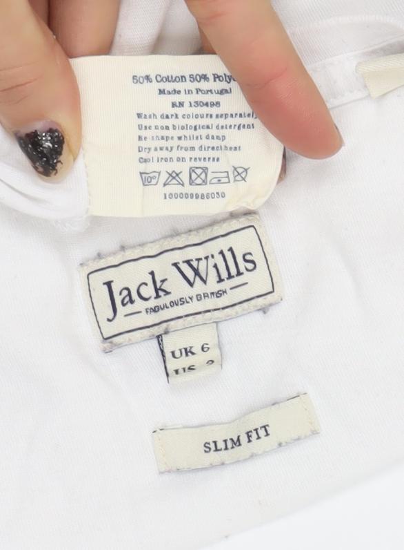 Jack Wills Women’s White Slim Fit T-Shirt Size 6