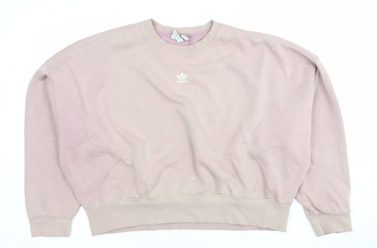 Adidas Women Pink Crew Neck Pullover Sweatshirt Size 14 Cotton