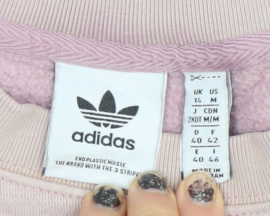 Adidas Women Pink Crew Neck Pullover Sweatshirt Size 14 Cotton
