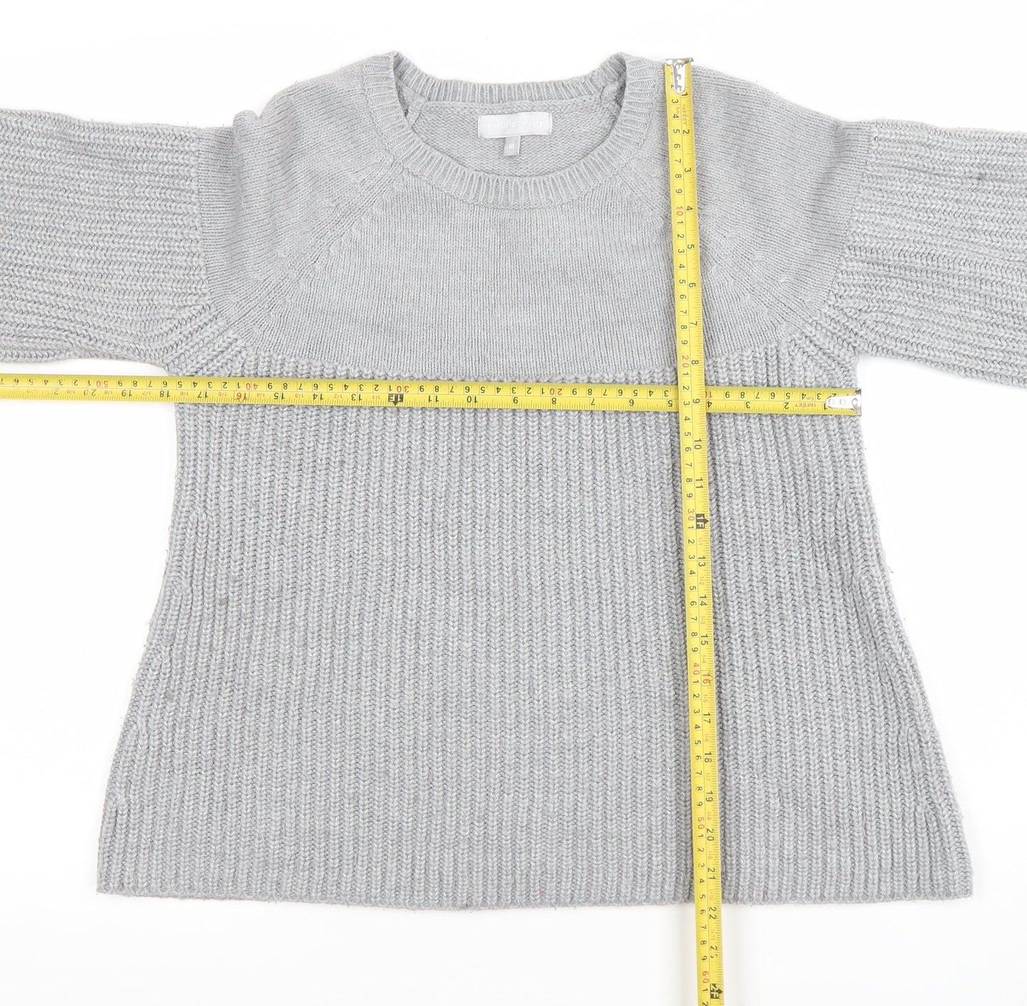 Red Herring Women’s Grey Acrylic Jumper Size 10 Crew Neck Knit