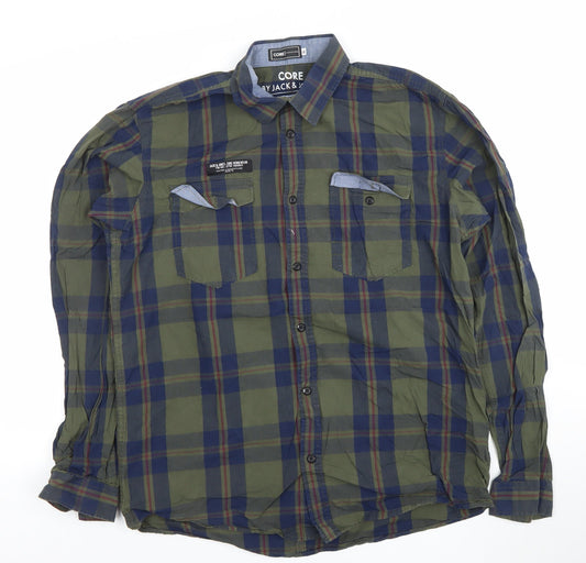 Jack & Jones Core Men's Green Check Long Sleeve Button-Up Shirt XL