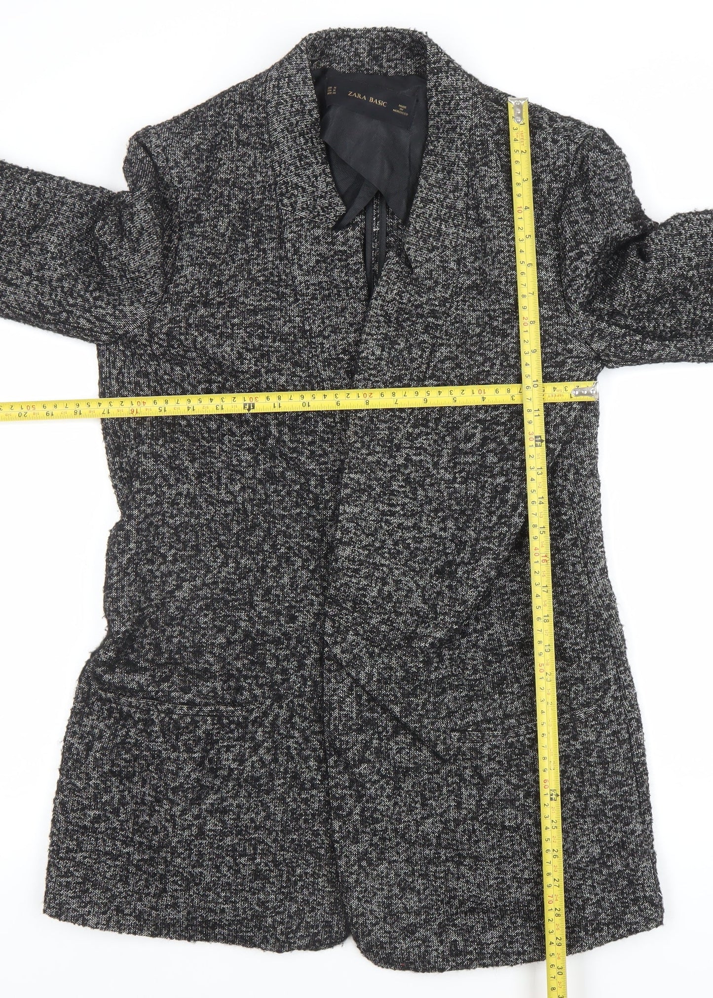 Zara Basic Women's Grey Wool Blend Mid-Length Coat M