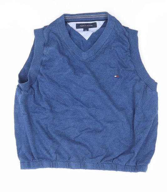 Tommy Hilfiger Women's Blue V-Neck Cotton Sleeveless Jumper Vest L