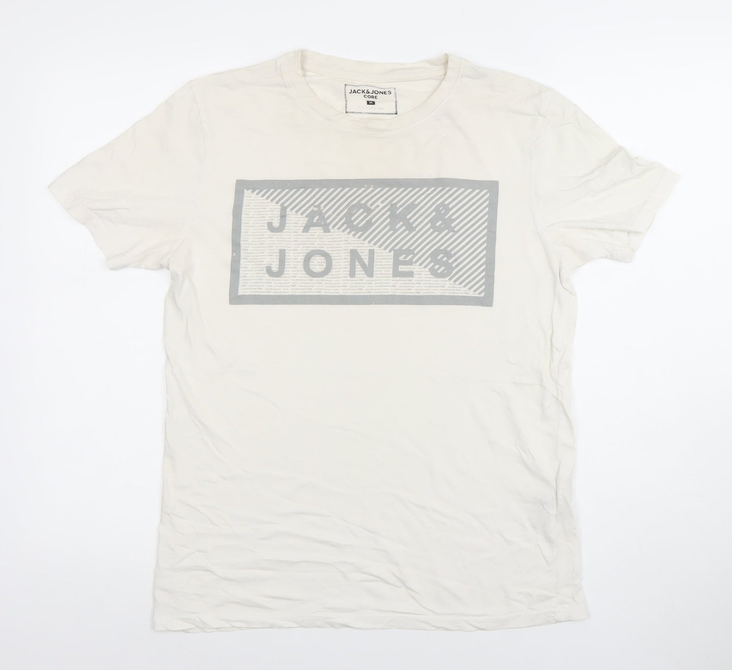 Jack & Jones Core Men's White Graphic Print Cotton T-Shirt M