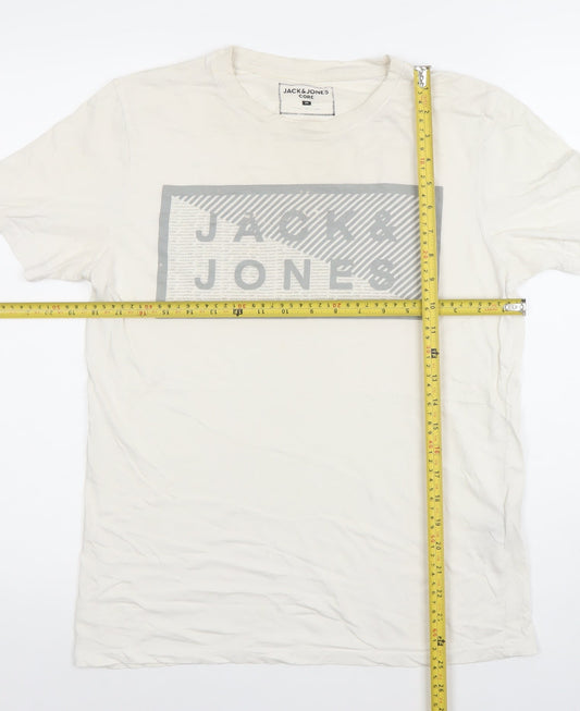 Jack & Jones Core Men's White Graphic Print Cotton T-Shirt M