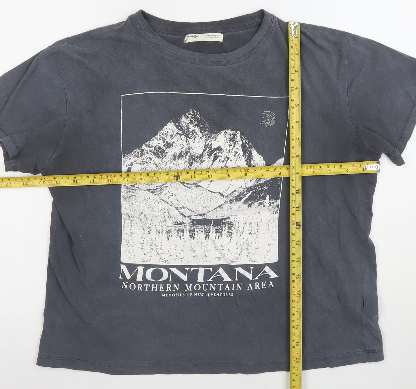 PULL&BEAR Womens Black Graphic Montana T-Shirt Size 12 Regular Fit