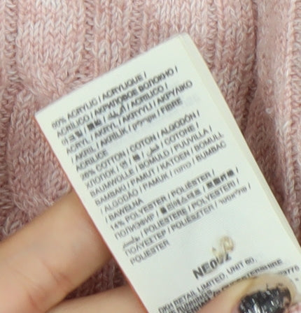 Superdry Women's Pink Cable-Knit Crew Neck Jumper Size 10