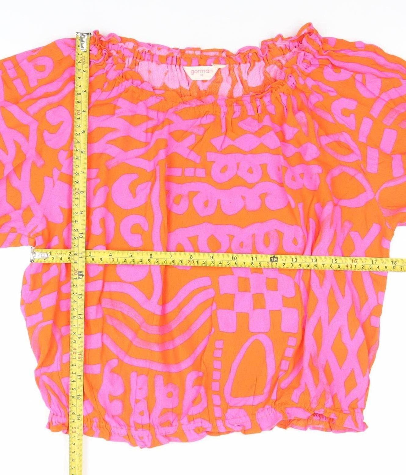 Gorman Womens Multicoloured Size 16 Cropped Off-Shoulder Blouse