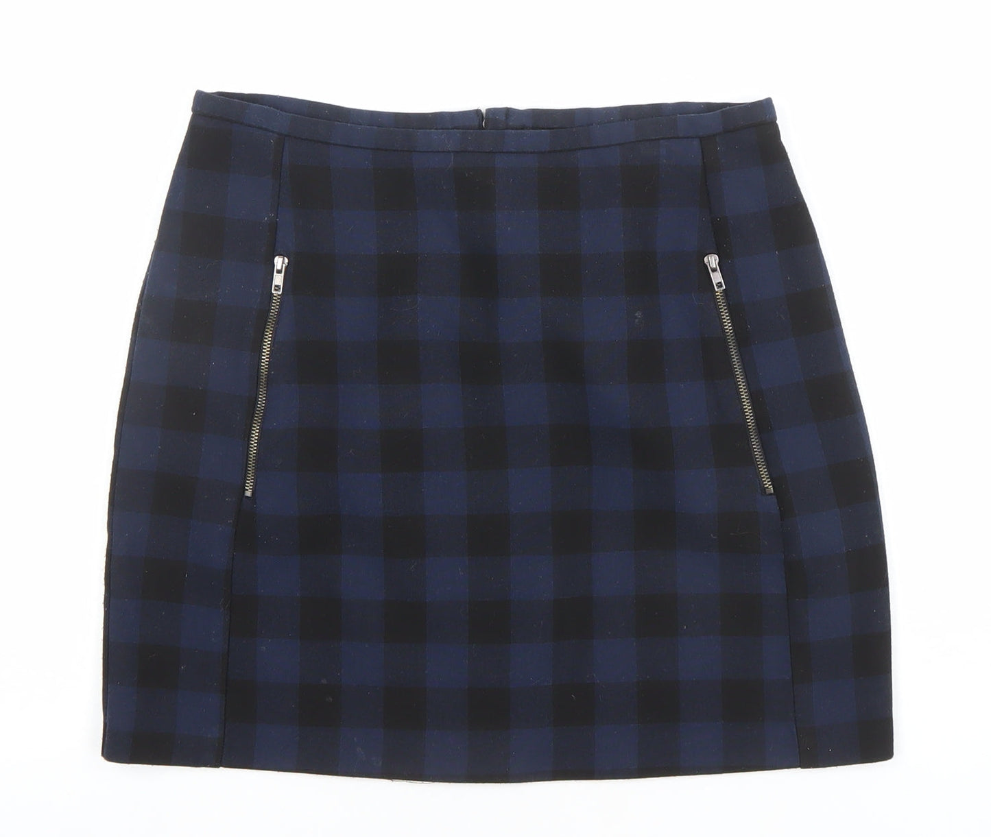 New Look Women’s Blue Check Short Stretch Pencil Skirt Size 8