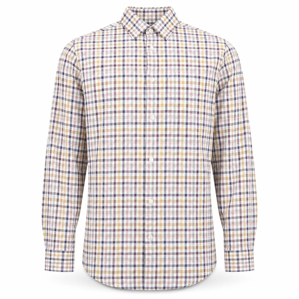 Marks and Spencer Men's Multicoloured Check Cotton Shirt 14.5in Regular Fit