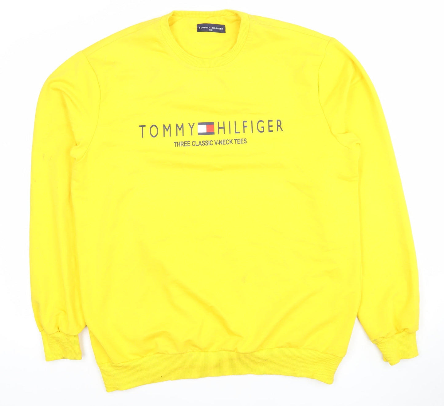 Tommy Hilfiger Men's Yellow Logo Pullover Sweatshirt 2XL