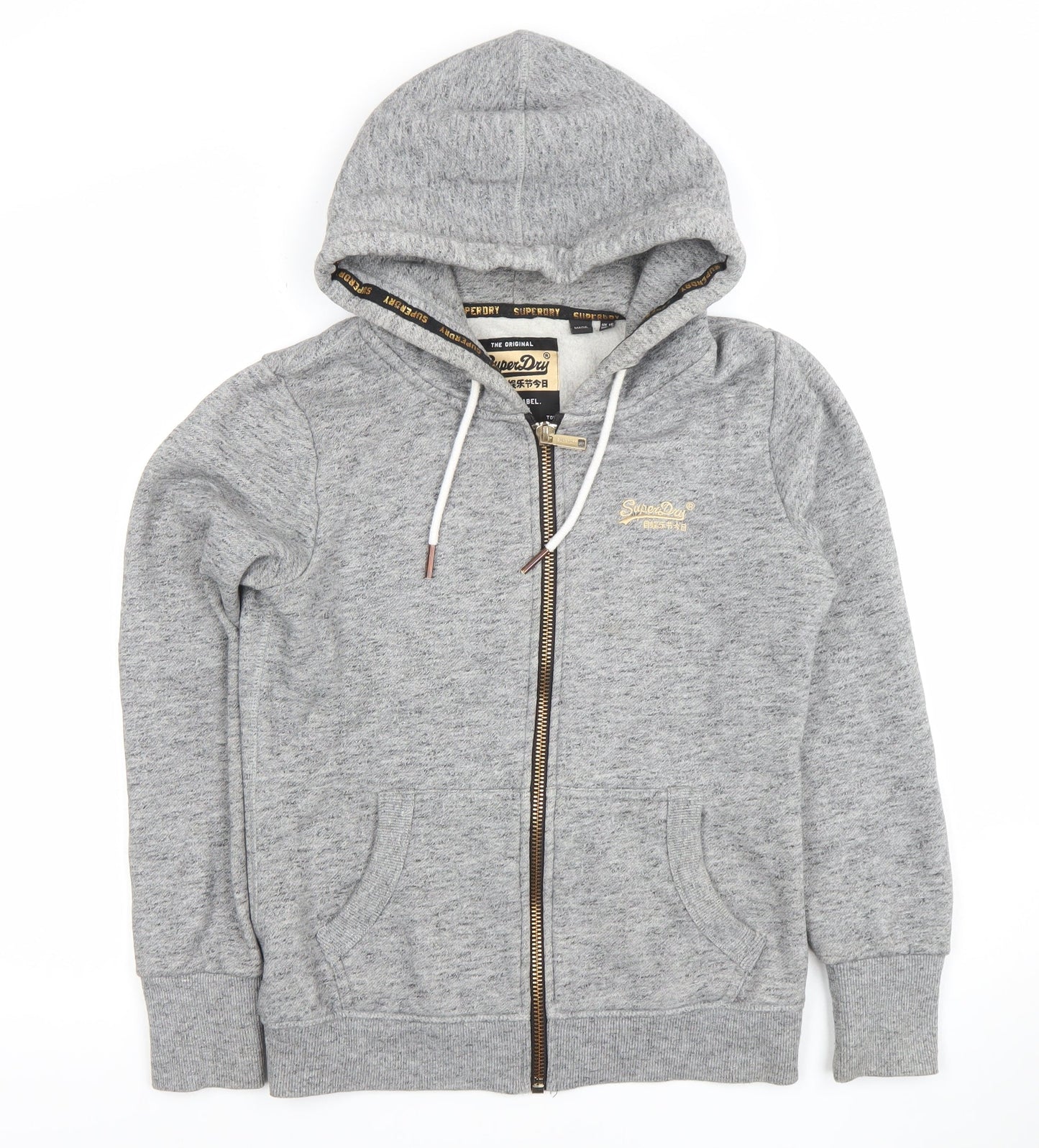 Superdry Women's Grey Full Zip Hoodie UK 10 Classic Fit