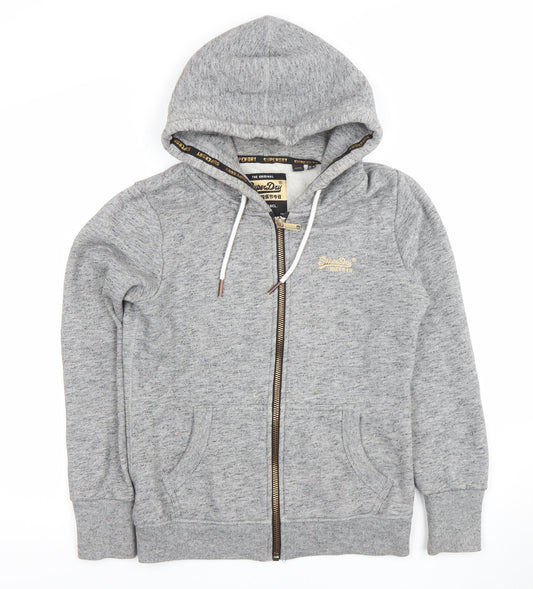 Superdry Women's Grey Full Zip Hoodie UK 10 Classic Fit