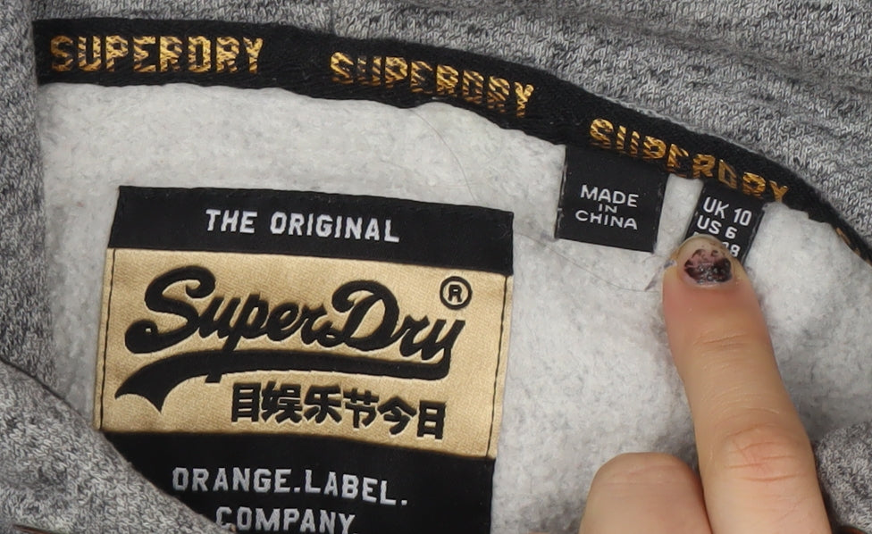 Superdry Women's Grey Full Zip Hoodie UK 10 Classic Fit
