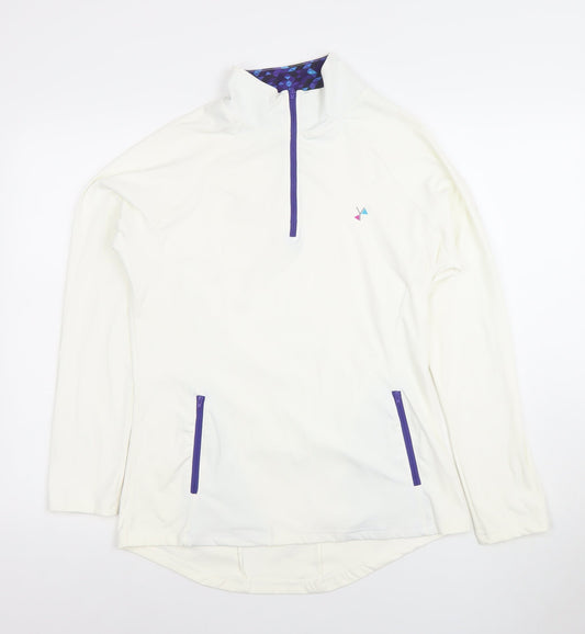 I-SPY Womens Ivory 1/4 Zip Long Sleeve Pullover Sweatshirt Size 10