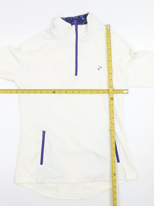 I-SPY Womens Ivory 1/4 Zip Long Sleeve Pullover Sweatshirt Size 10