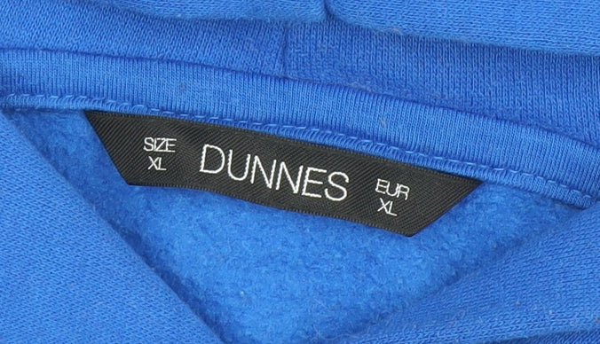 Brand and care label for Dunnes Women’s Blue Pullover Hoodie XL Cotton Blend Casual