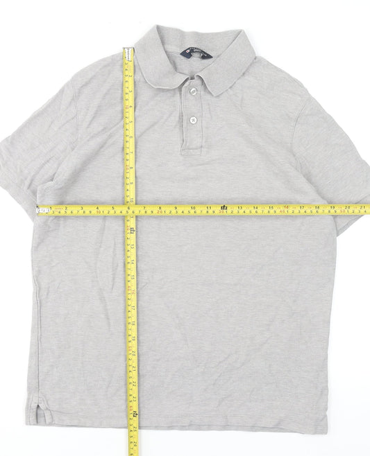 Marks and Spencer Men's Grey Cotton Polo Shirt Size M Regular Fit