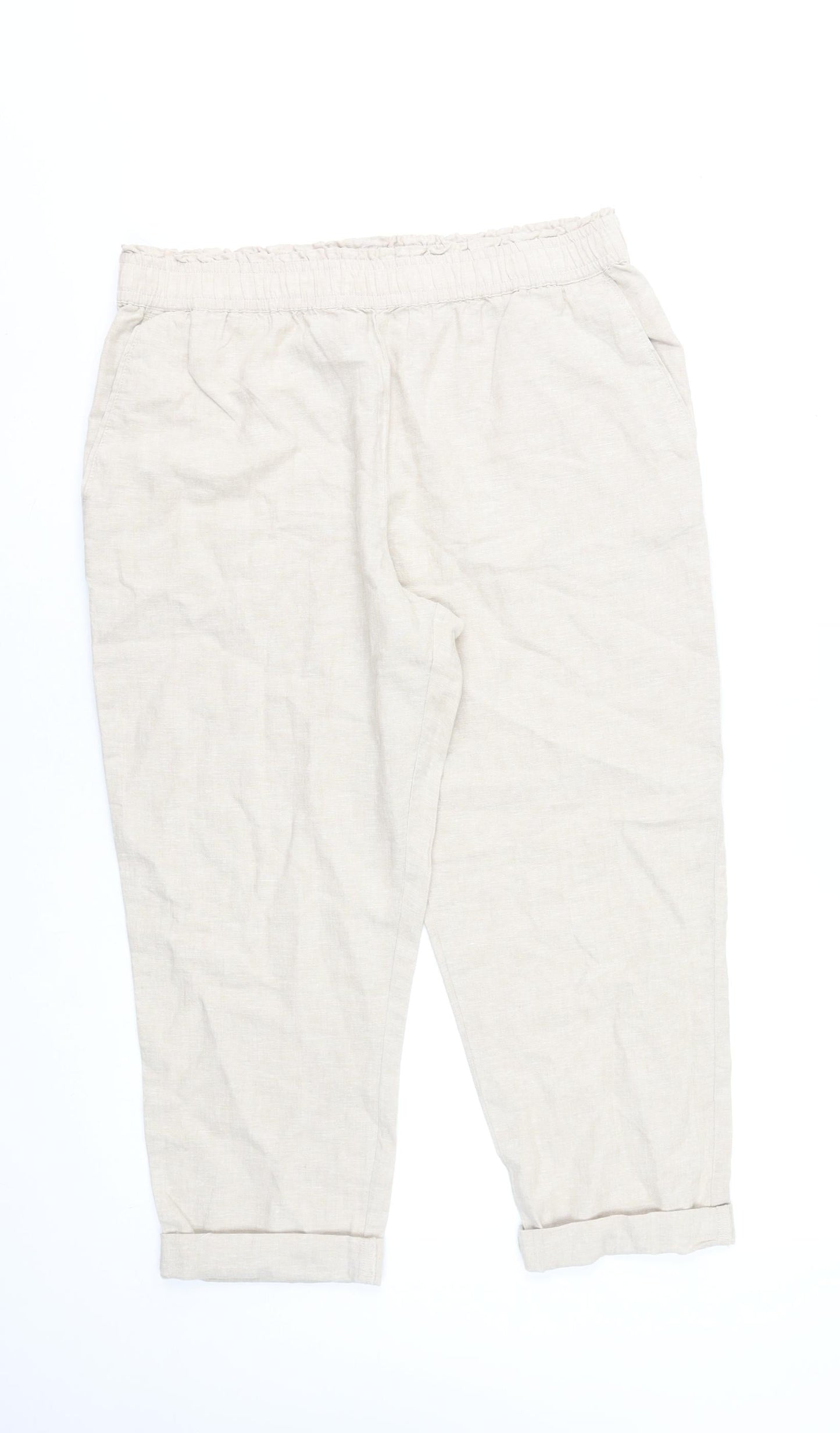 St. Bernard for Dunnes Stores Women's Beige Cropped Linen Trousers M
