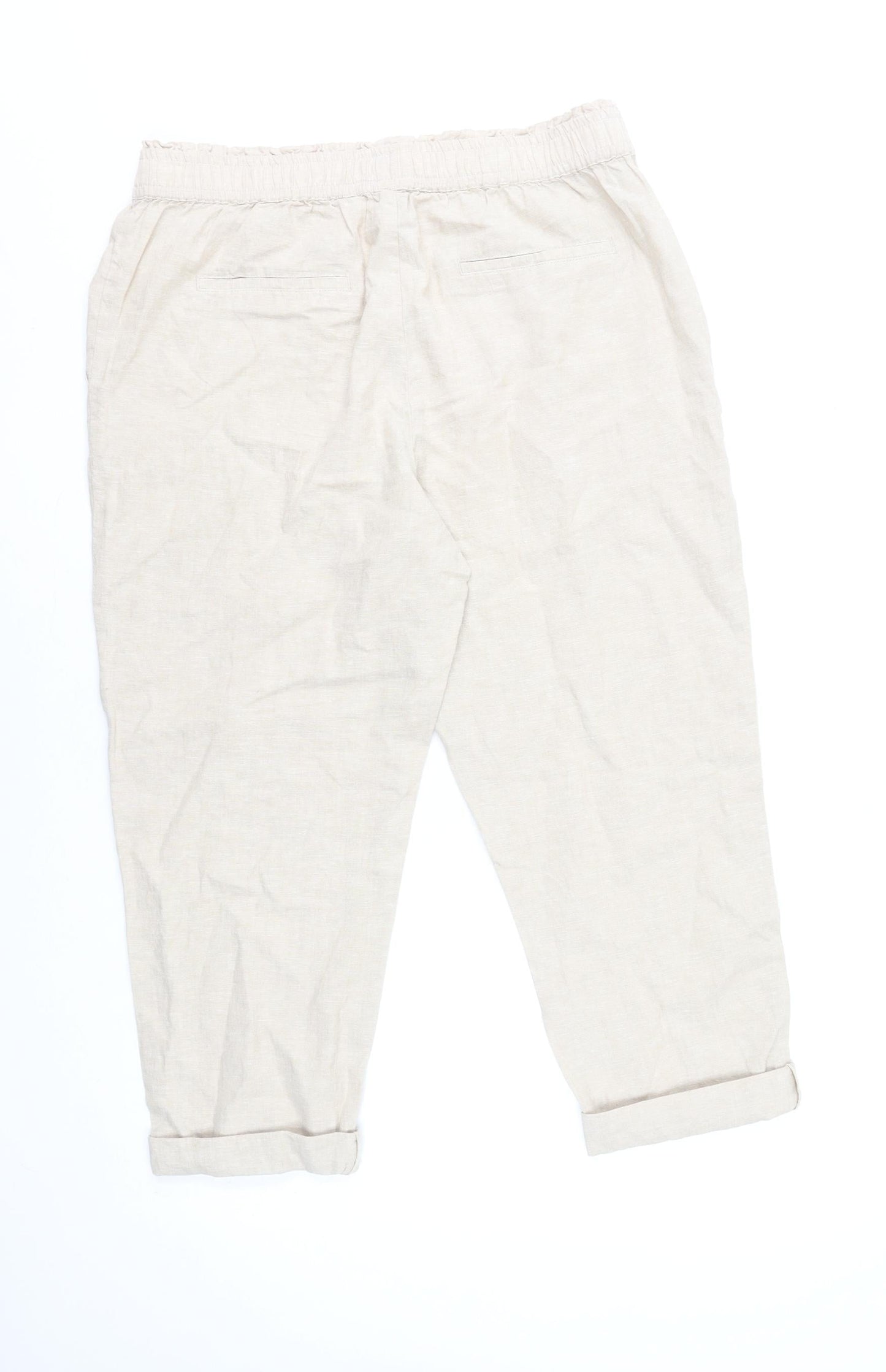 St. Bernard for Dunnes Stores Women's Beige Cropped Linen Trousers M