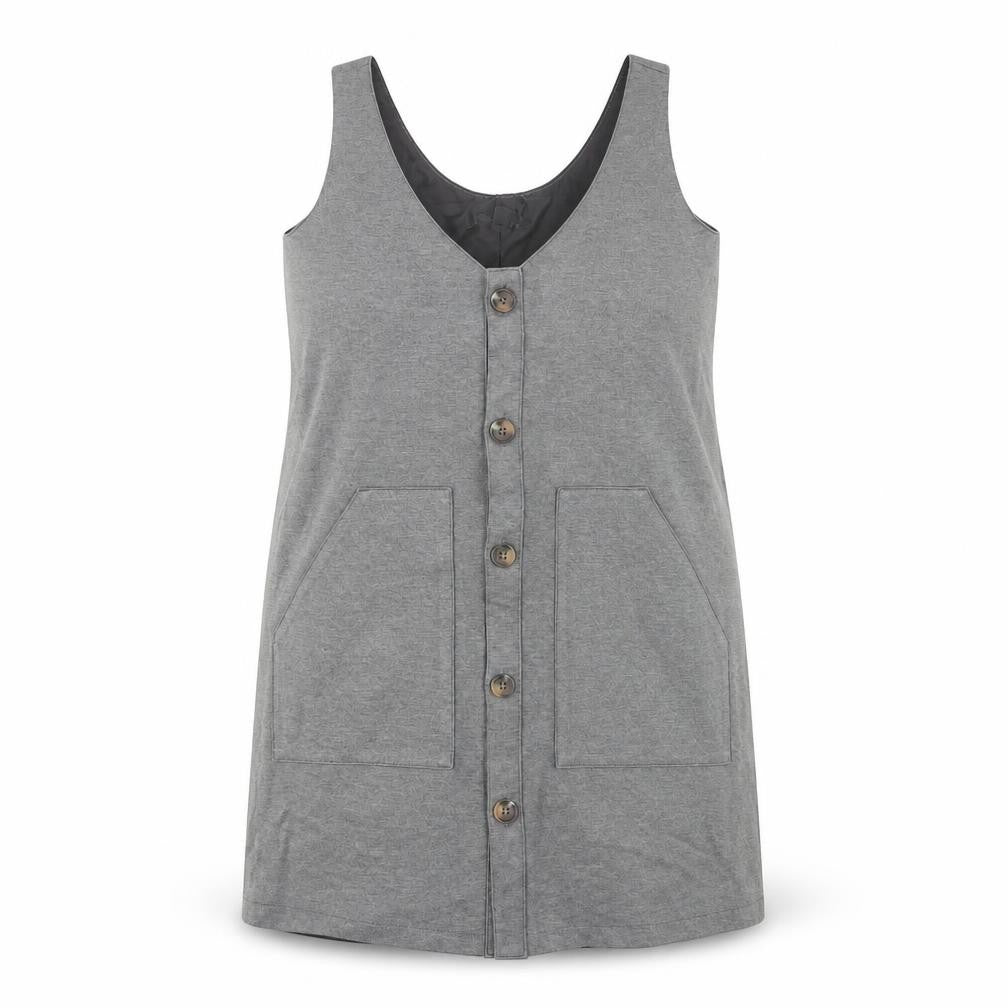 NEXT Women Grey Petite Size 14 Pinafore Button Work Dress