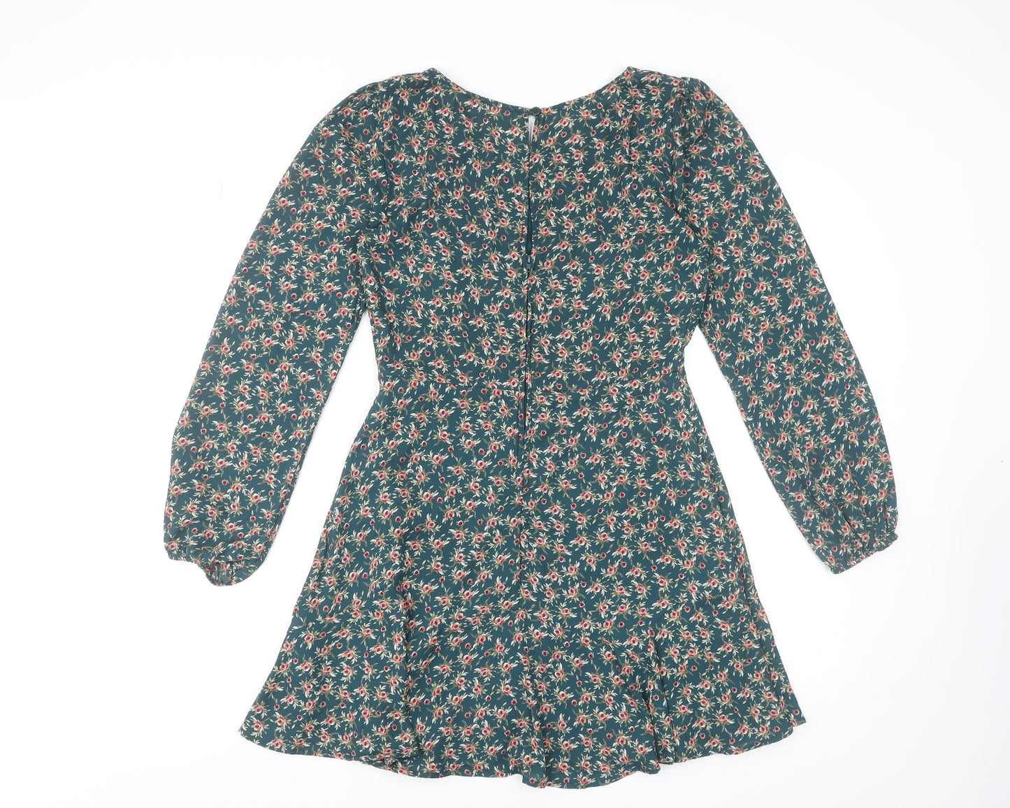 Mi Ami Women Green Floral Fit & Flare Short Dress M