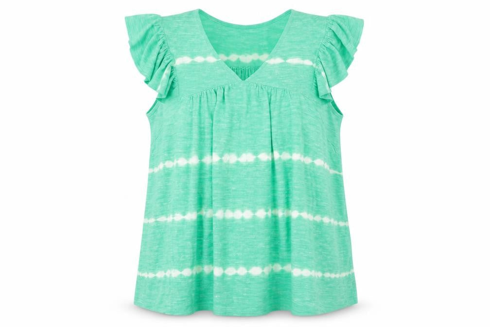 Next Women Green Sleeveless Tunic Blouse 2XL Ruffle V-Neck Summer Top