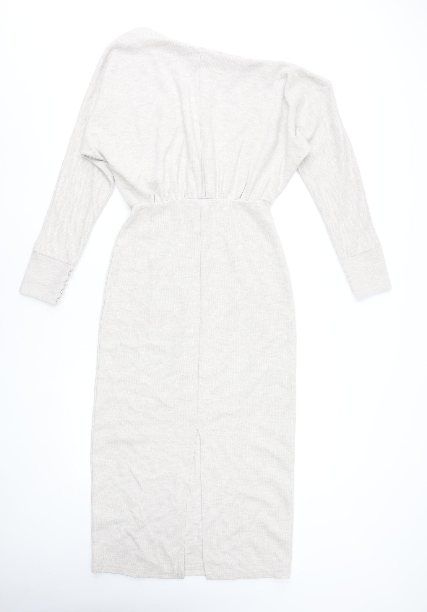 River Island Women’s Beige Midi Bodycon Dress Size 8 Long Sleeve