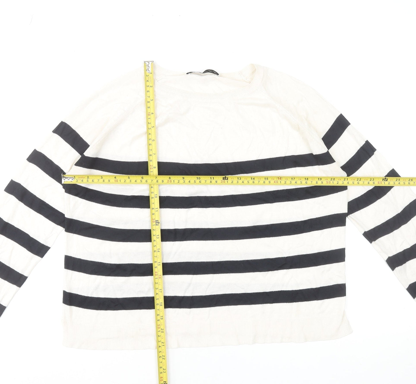 ZARA Women's Black & White Striped Pullover Jumper Size 12