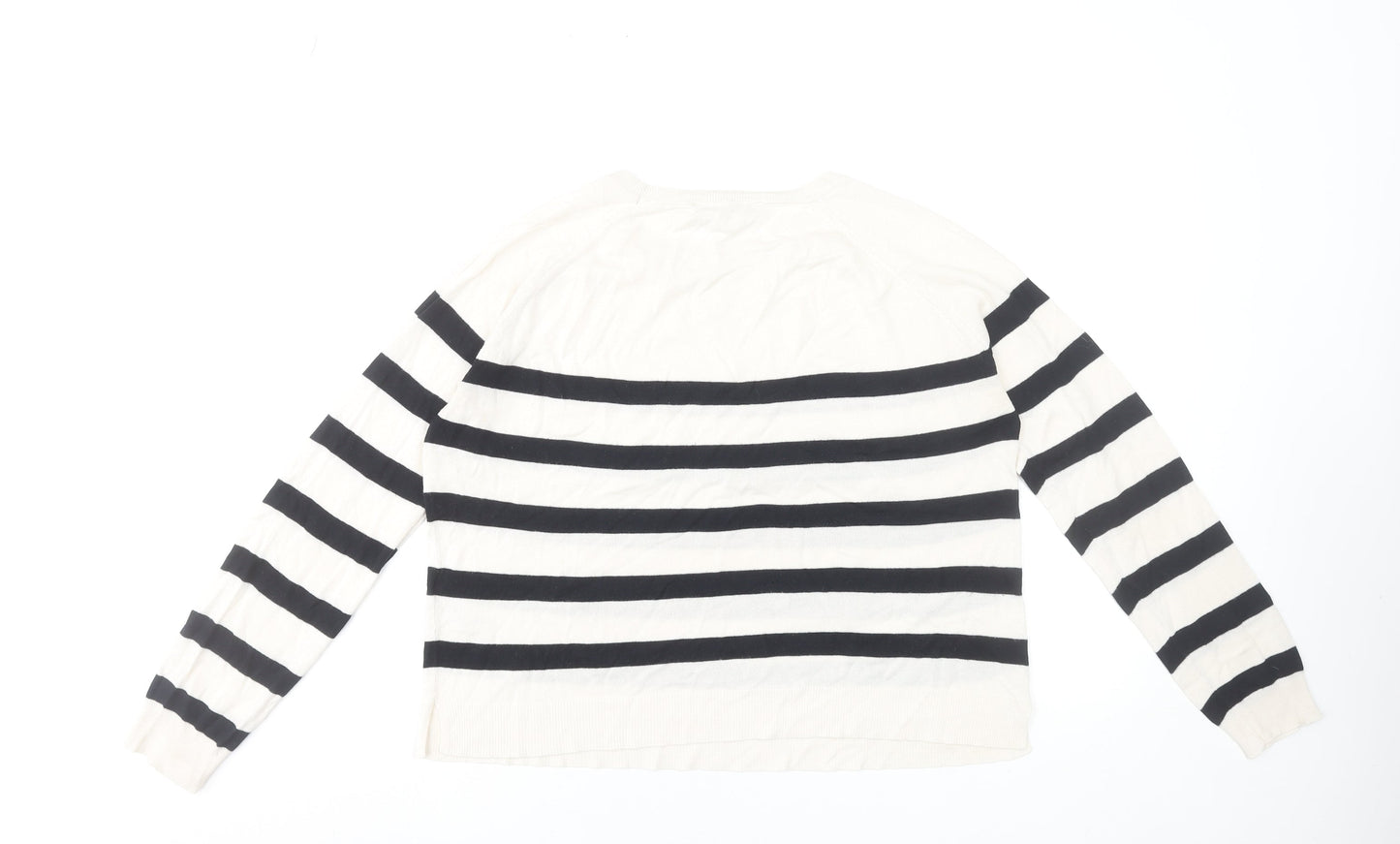 ZARA Women's Black & White Striped Pullover Jumper Size 12