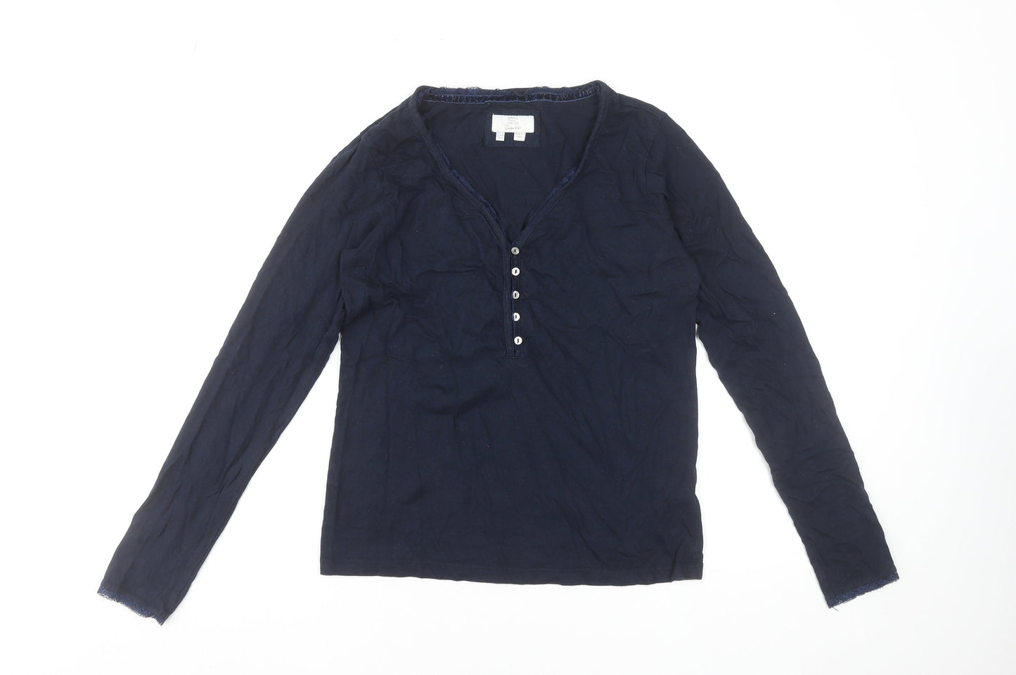 FatFace Women's Blue Long Sleeve Henley Jersey Top Size 10