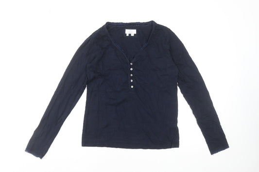 FatFace Women's Blue Long Sleeve Henley Jersey Top Size 10