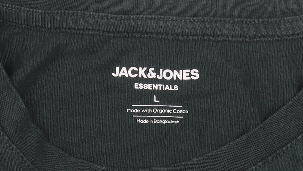 Jack & Jones Men’s Green Organic Cotton Crew Neck T-Shirt L