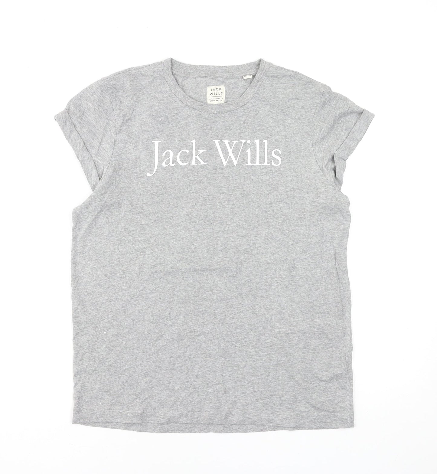 Jack Wills Womens Grey Basic Crew Neck Short Sleeve T-Shirt Size 8