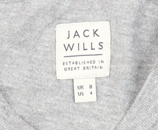 Jack Wills Womens Grey Basic Crew Neck Short Sleeve T-Shirt Size 8