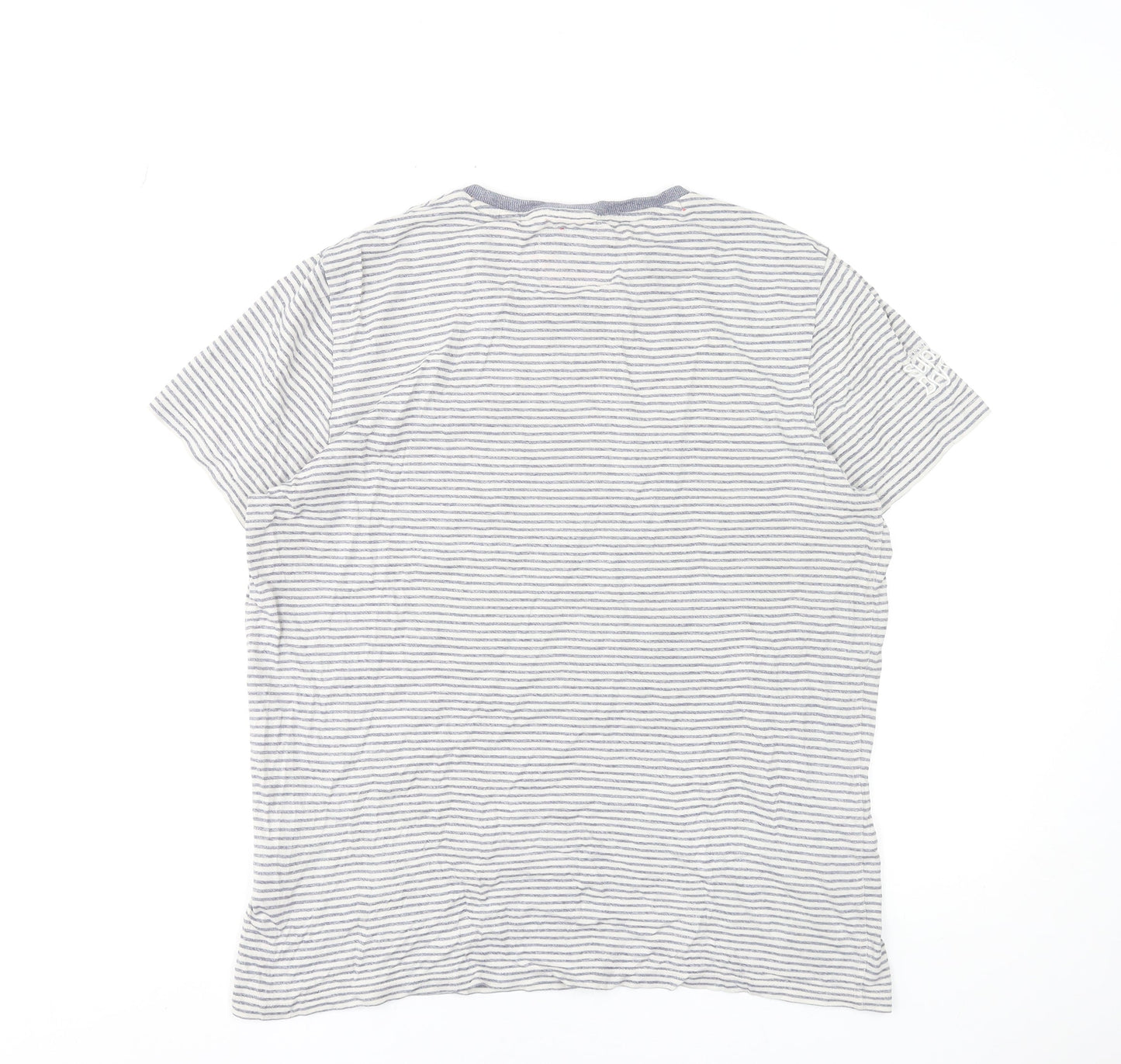 Superdry Men's Grey Striped Cotton Crew Neck T-Shirt XL