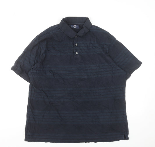 Marks and Spencer Blue Harbour Men's Blue Striped Polo Shirt Size L