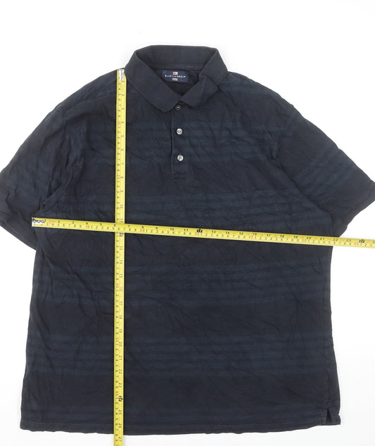 Marks and Spencer Blue Harbour Men's Blue Striped Polo Shirt Size L