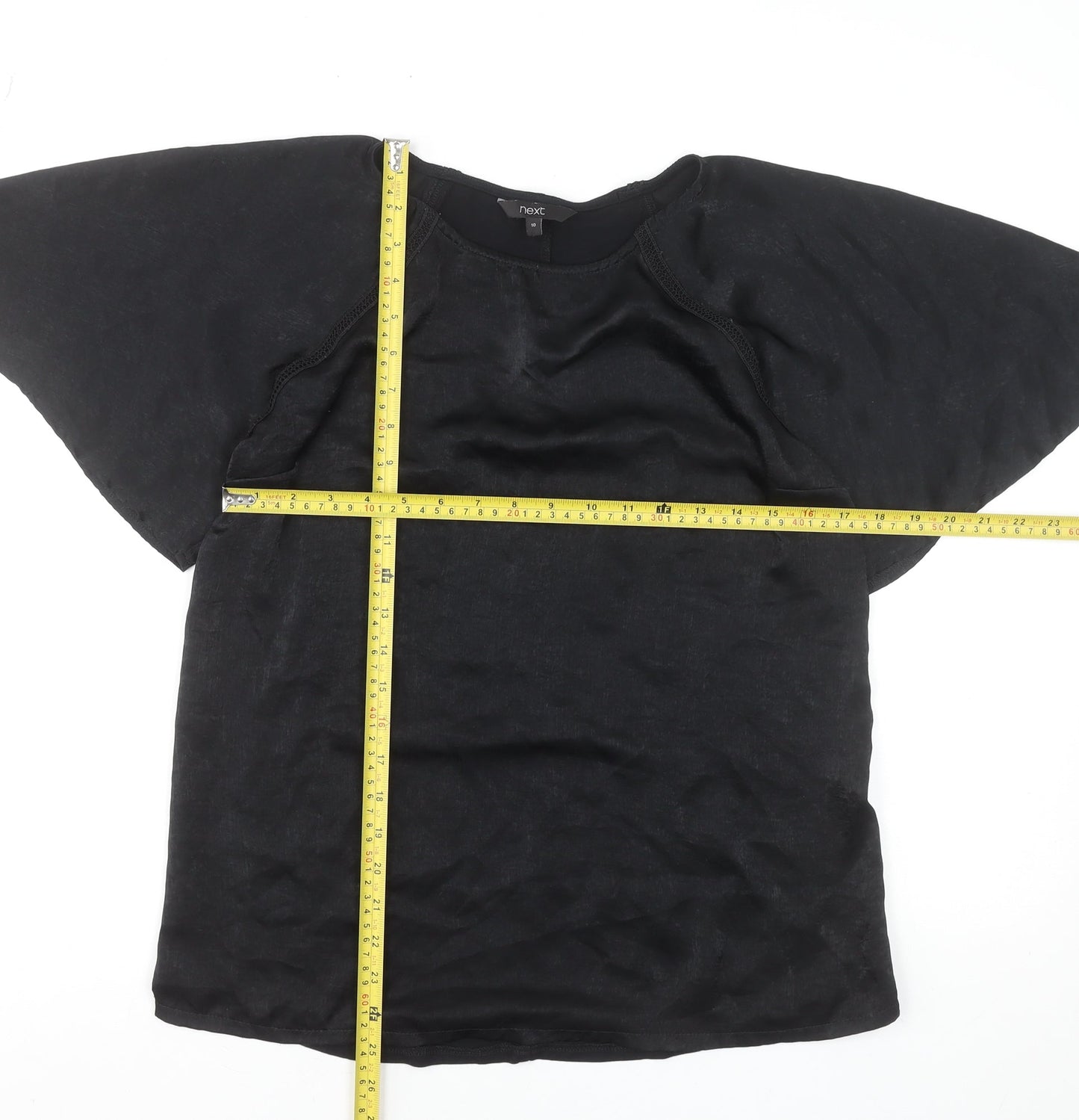 Next Women's Black Raglan Short Sleeve Basic T-Shirt Size 10