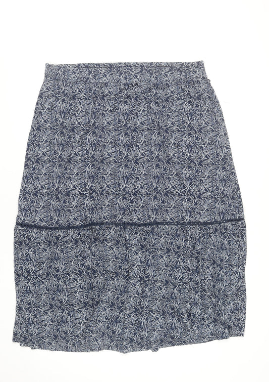 Autonomy Womens Blue Floral A-Line Viscose Skirt Size L