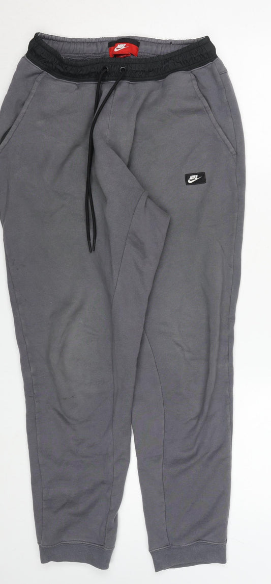 Nike Men's Grey Jogger Trousers M Fleece Regular Fit Activewear