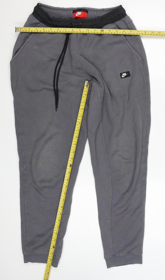 Nike Men's Grey Jogger Trousers M Fleece Regular Fit Activewear