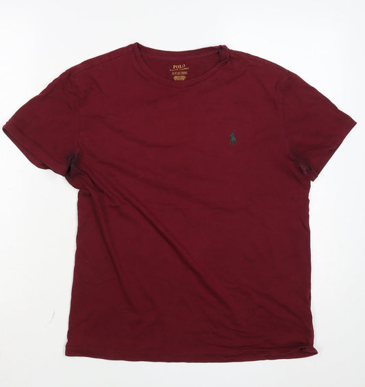 Ralph Lauren Men's Red Cotton Crew Neck Short Sleeve T-Shirt Size S